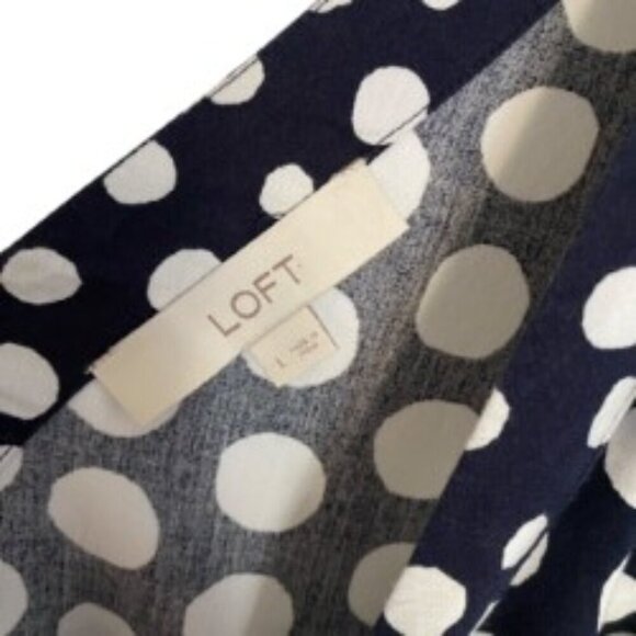 Loft Dotted Flutter Sleeve V-neck Midi Dress Large - Picture 3 of 5